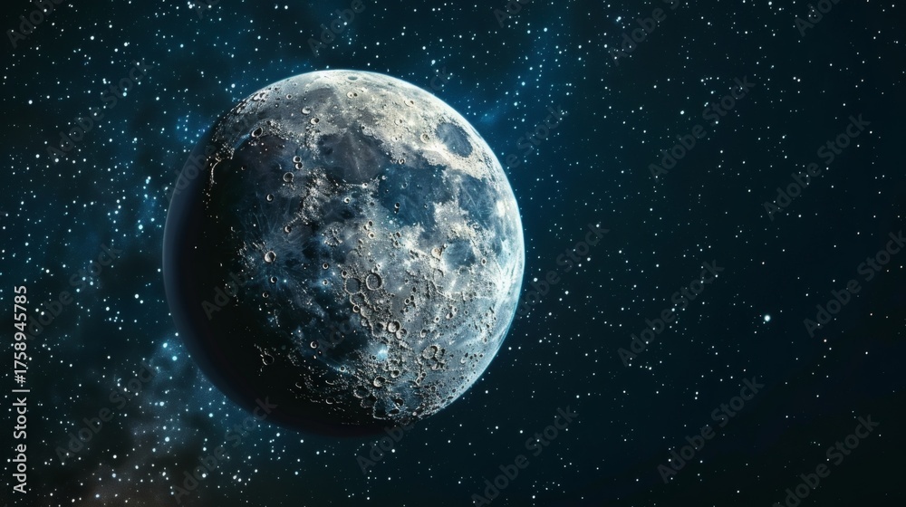 Fototapeta premium A celestial body in deep space, showing craters and texture