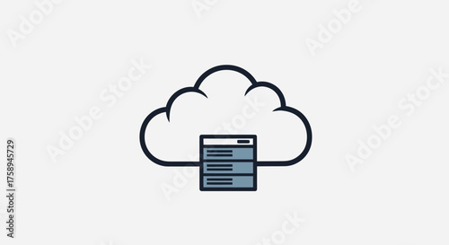 Cloud Computing Server Database Outline Icon Illustration.