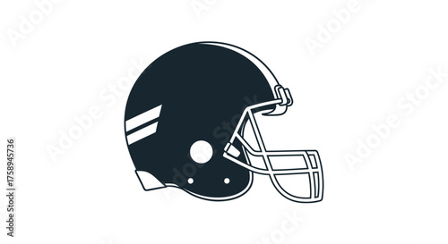 American Football Helmet Illustration with Face Mask and Stripes.