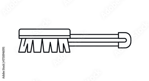 Outline icon of a long-handled cleaning brush for scrubbing.