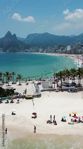 Arpoador Beach At Downtown Rio De Janeiro Rio De Janeiro Brazil. Turquoise Ocean Waves Gently Crashing On Tropical Beach. Shore Sky Beach Sea.