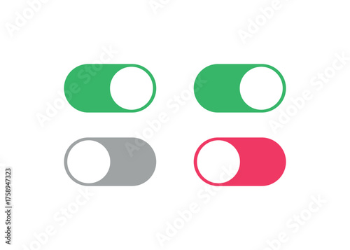 On and Off toggle switch buttons icon. Vector