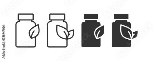 Nutritional supplement bottle line icon. Vector illustration desing.