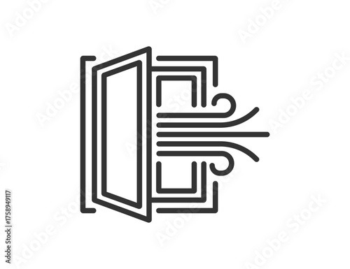 Open window with a stream of fresh air icon. Vector illustration design.