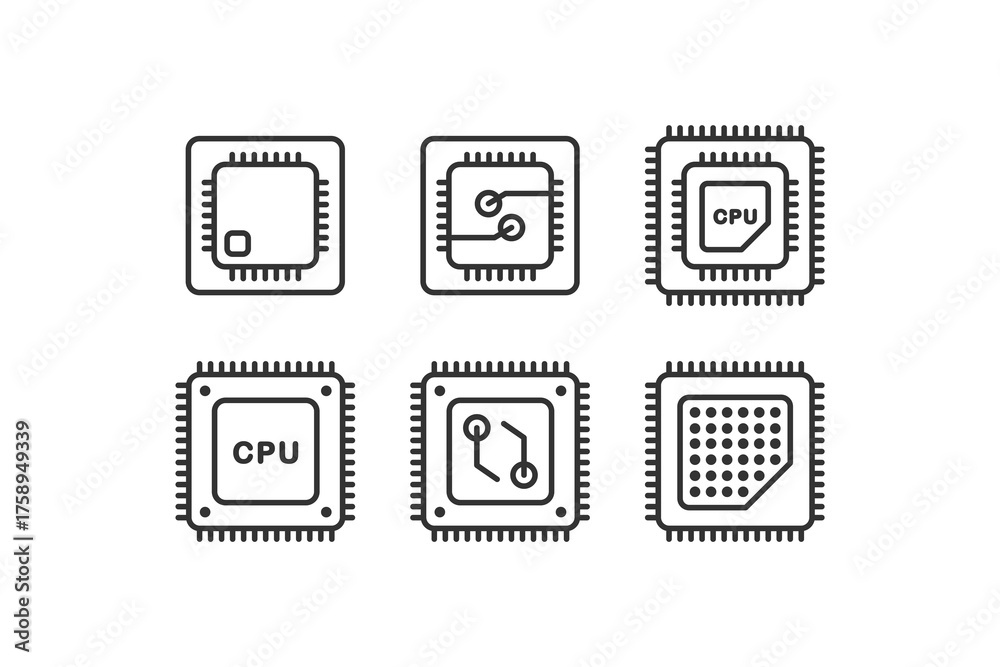 Obraz premium CPU icon. Central processing chip. Vector illustration design.