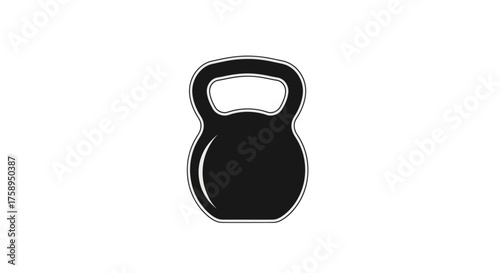 A black kettlebell with a thick handle for weightlifting exercises.