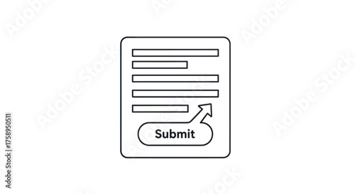 Simple line art illustration of a digital form with a submit button.