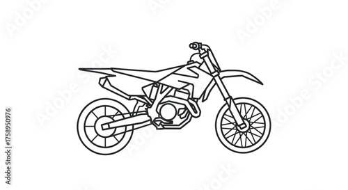 Detailed Outline Drawing of a Modern Dirt Bike.
