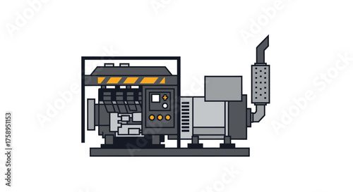 Industrial Diesel Generator Unit with Exhaust Pipe.