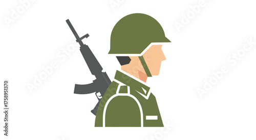 Soldier with Rifle: Military Personnel in Uniform.