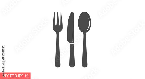 A classic cutlery set icon featuring a fork knife and spoon in a dark grey silhouette.