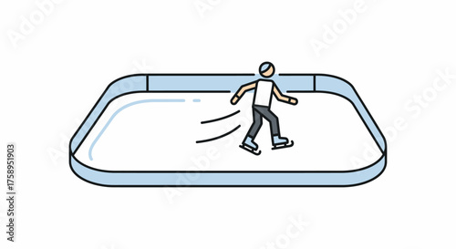 Simple Illustration of Person Ice Skating on Rink.