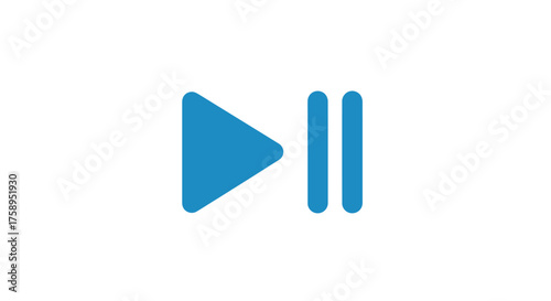 Blue Play and Pause Icons on White Background.