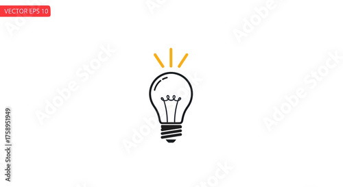 Lit light bulb line art illustration symbolizing a bright idea or innovation.