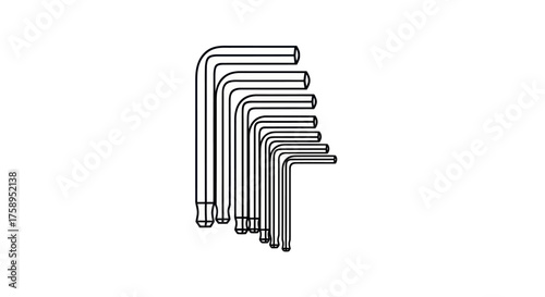 Set of L-shaped Hex Wrenches Allen Keys Different Sizes Mechanic Tools.