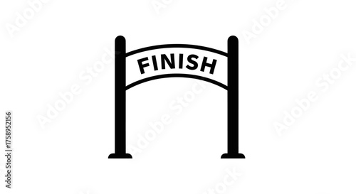 Black and White Finish Line Archway Icon.