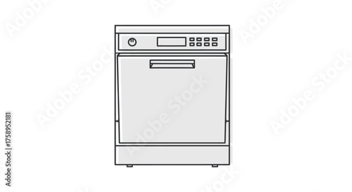 Modern White Dishwasher with Digital Display and Handle.