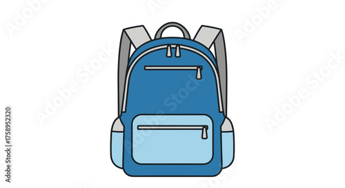 A Blue Backpack with Multiple Pockets and Straps.