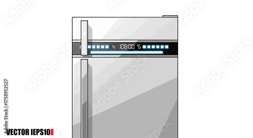 Modern White Two-Door Refrigerator with Digital Display.