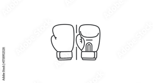 Line Art Icon of a Pair of Boxing Gloves Sports Equipment.