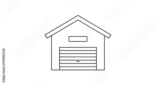 Simple line art drawing of a garage building.
