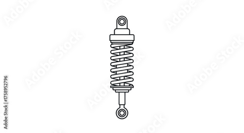 Black and White Illustration of a Motorcycle Shock Absorber with Spring.