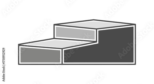 Two-Step Platform: Gray and White Geometric Shape.