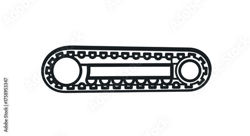 Monochrome Vector Icon of a Continuous Track System.