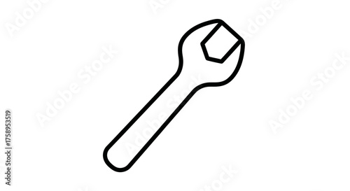 Black Outline Wrench Icon for Repair and Maintenance.