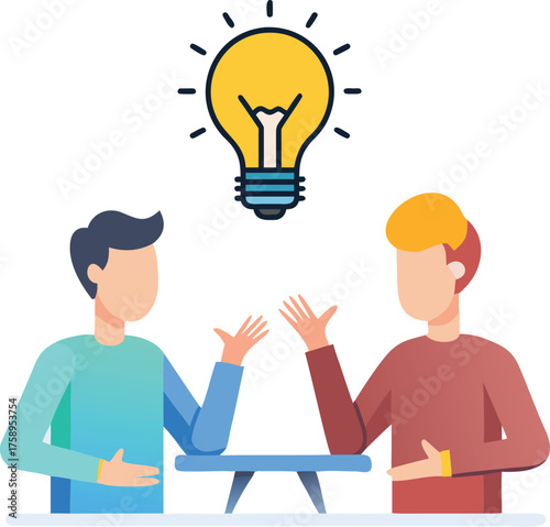 two businessman's hand holds a glowing lightbulb symbol of innovation and success in technology concept colourful vector file