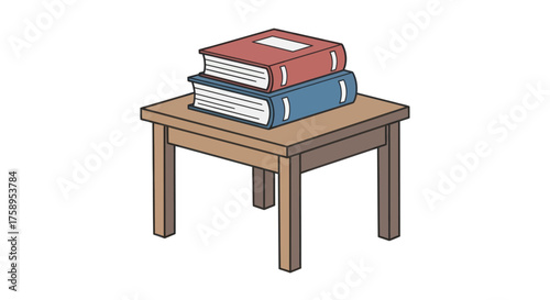 Small Wooden Table with Two Stacked Books.