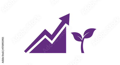Growth and progress represented by a chart and a sprouting plant