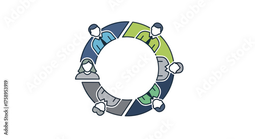 Diverse Team Circle: Collaborative Group of People in a Circular Formation.