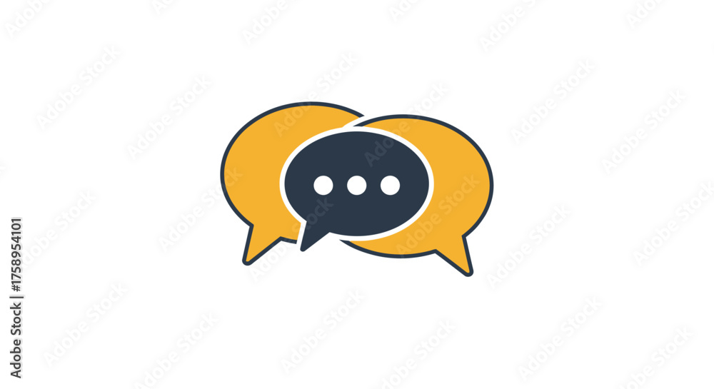 Obraz premium Overlapping speech bubbles with ellipsis symbol representing communication and dialogue