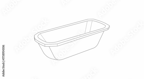 Simple Line Drawing of a Classic Freestanding Bathtub.