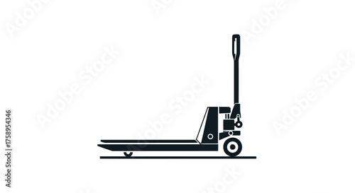 Black and White Pallet Jack Illustration for Material Handling.