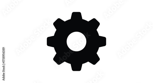 Simple black silhouette of a gear with a central circular opening