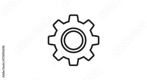 Black outline of a single gear a simple mechanical component illustration
