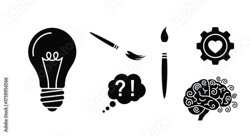 Creative thinking icons depicting ideas innovation and the human mind