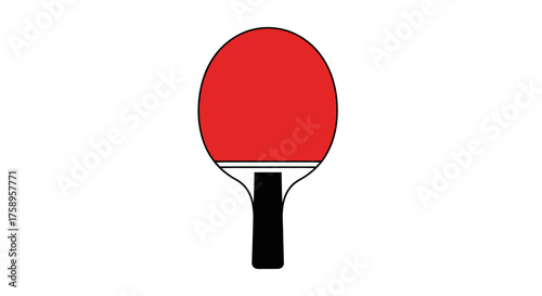 Red Ping Pong Paddle with Black Handle for Table Tennis Game.