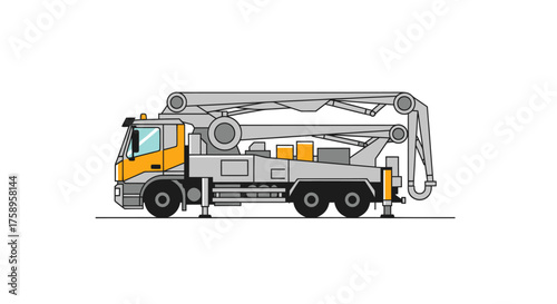 Industrial Concrete Pump Truck with Articulated Boom Arm.