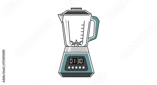 Modern Teal Blender with Glass Pitcher and Digital Display.