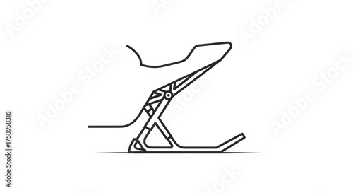 Snowmobile Ski and Suspension System Line Art Icon.
