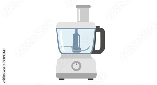 Modern White Kitchen Food Processor with Sharp Blades.