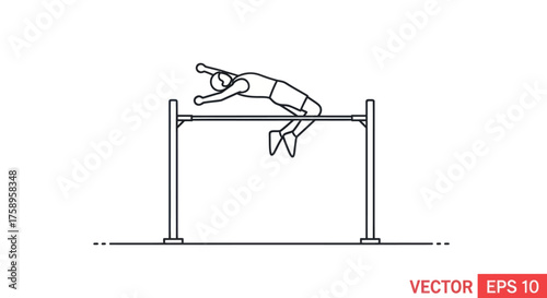 High Jumper Clearing the Bar in Outline Style.