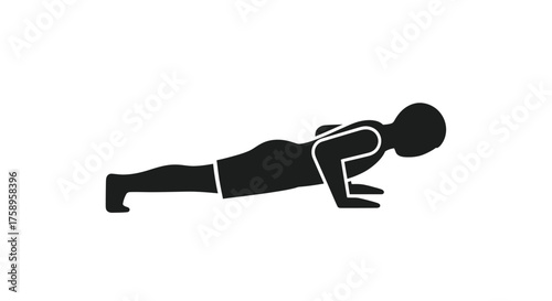 Black Silhouette of a Person Performing Push-Ups Exercise.