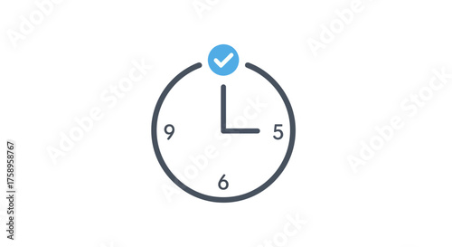 Clock with Checkmark: Time Management and Task Completion Symbol.