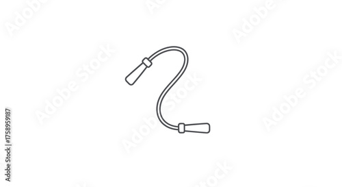 A simple black and white line art illustration of a classic jump rope with two handles.