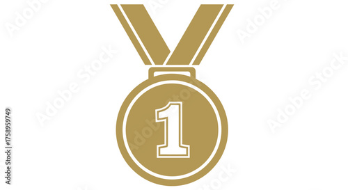 Golden First Place Medal with Ribbon Symbolizing Victory and Achievement.