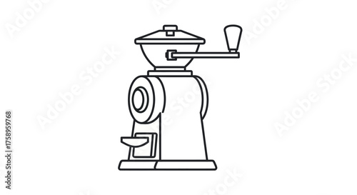 Vintage Manual Coffee Grinder with Crank Handle and Drawer.